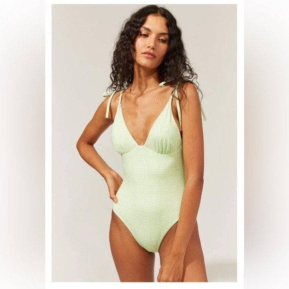Solid and Striped Women's Size XL Olympia One Piece Reversible Swimsuit Green - Picture 1 of 11